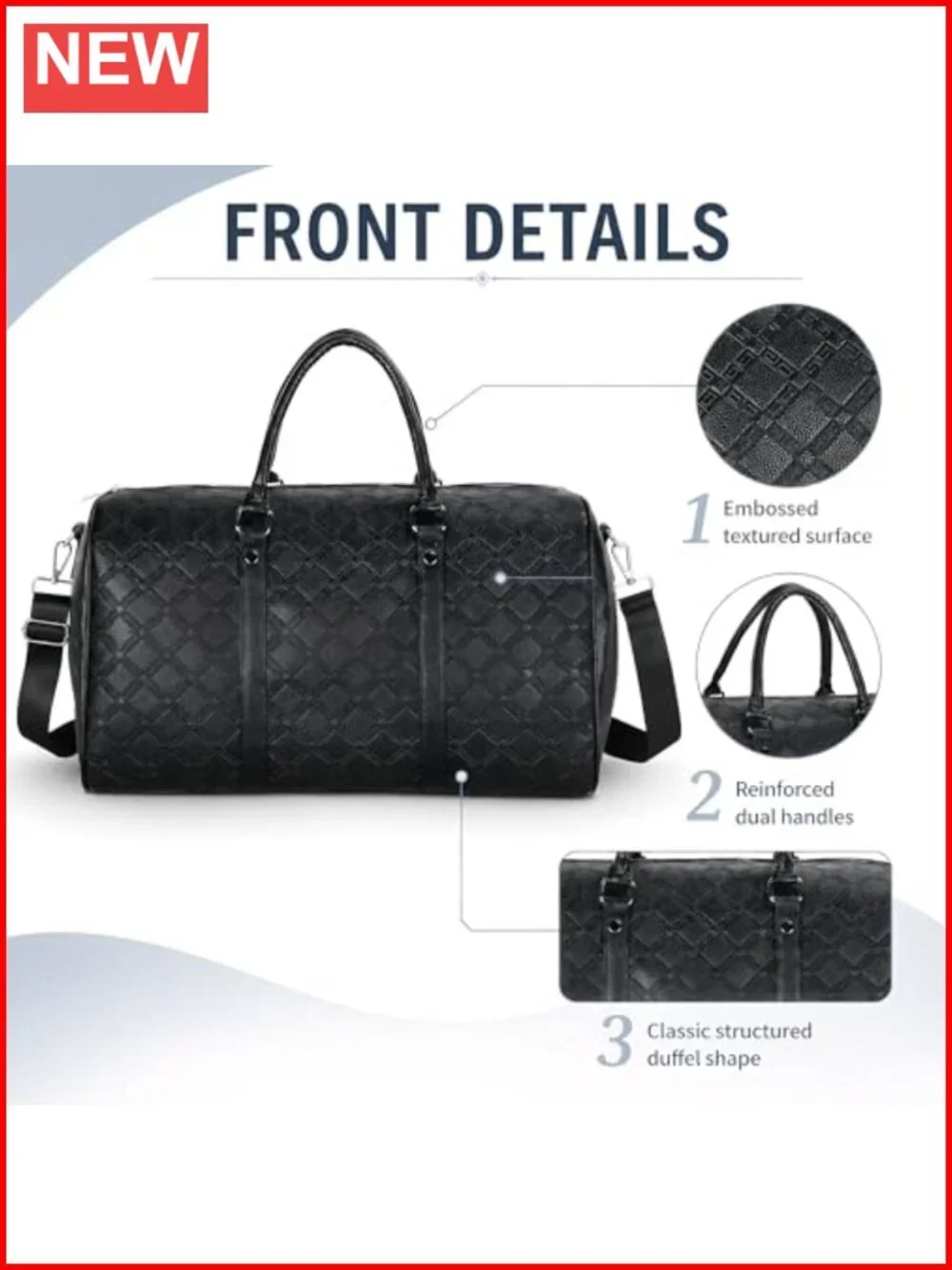 Faux Leather Gym Duffle Bag Travel Weekender Overnight Carry On